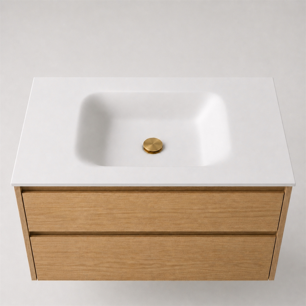 Corian baderomsbord 152 cm inkl. Type 7-servant, Glacier White