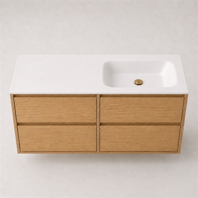 Corian baderomsbord 122 cm inkl. Lux-servant, høyre, Glacier White