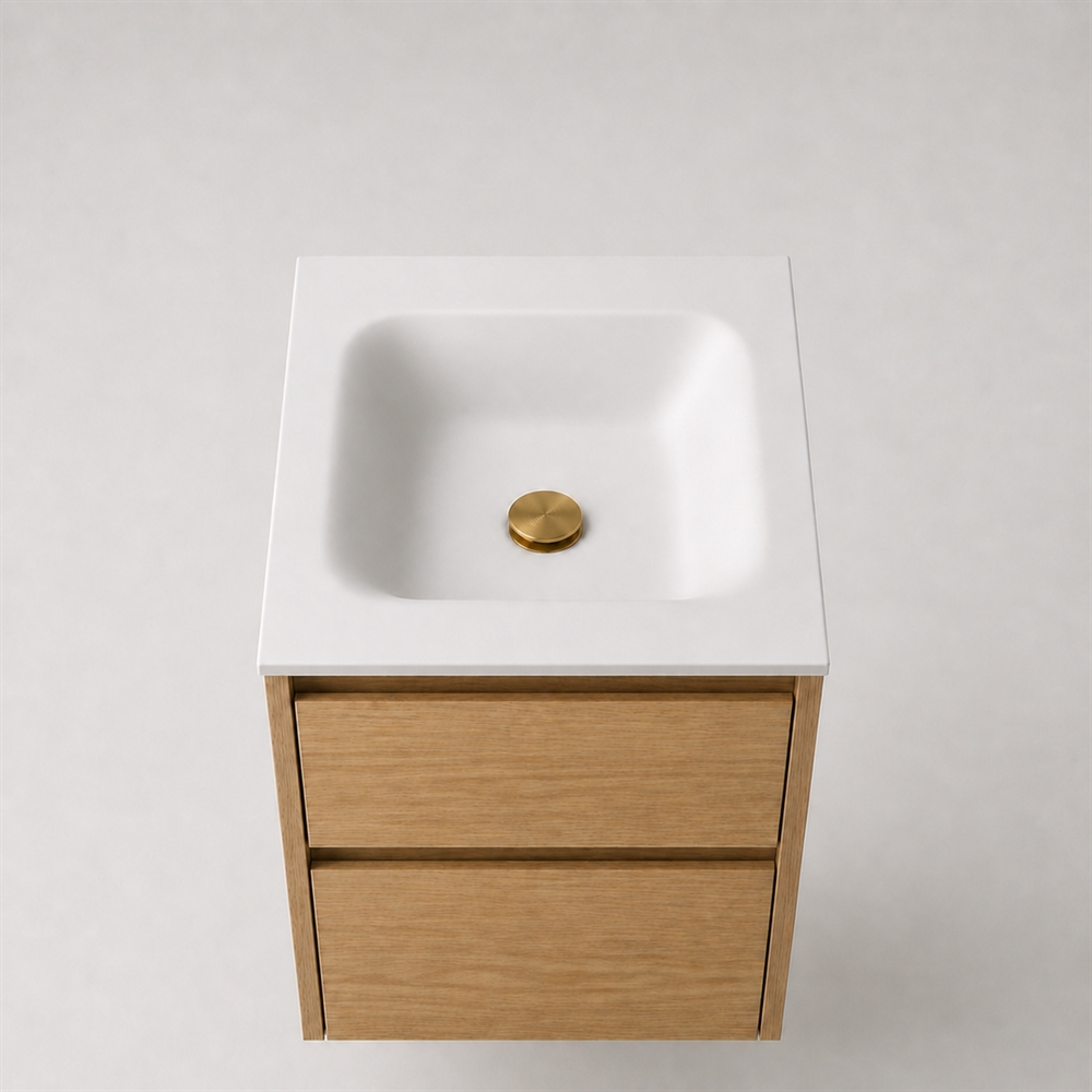 Corian baderomsbord 52 cm inkl. Type 7-servant, Glacier White