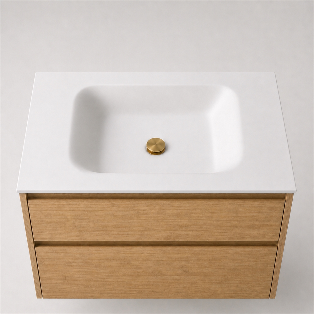 Corian baderomsbord 82 cm inkl. Lux-servant, Glacier White